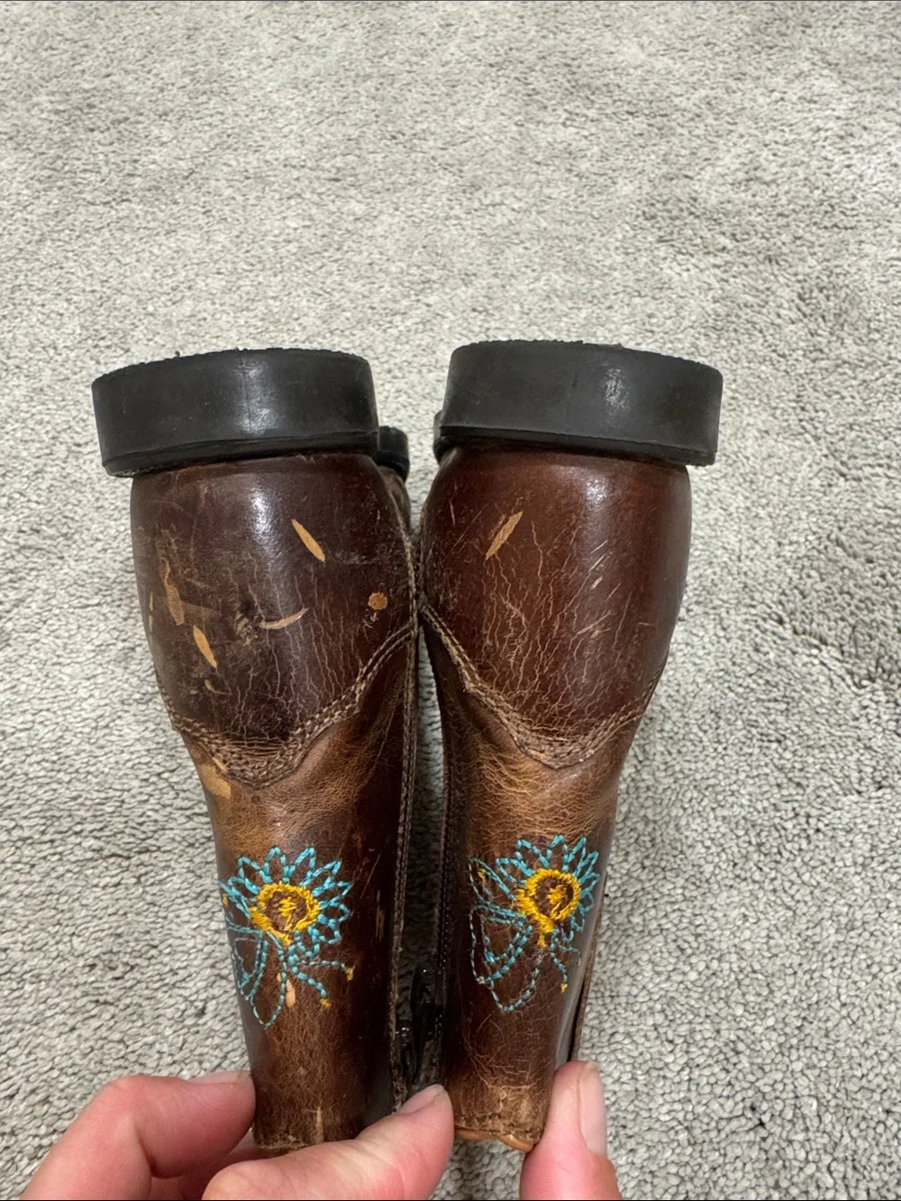 Shyanne Brown Floral Embroidered Kids Western Boots